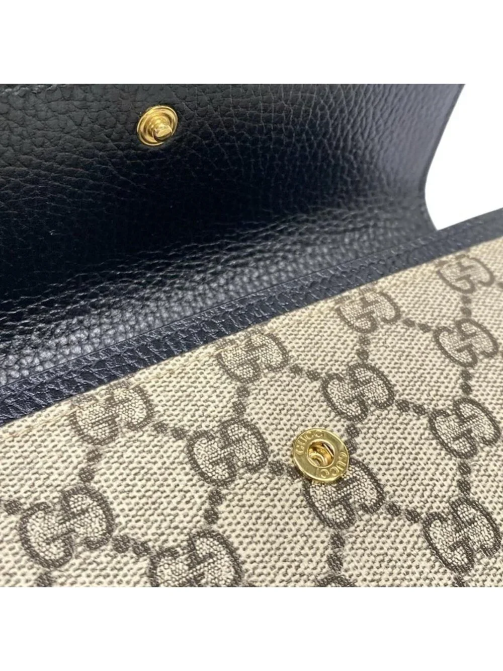 ★SOLD★ Gucci Wallet GG Marmont Continental Black Beige Ebony Leather - Picture 11 of 12
